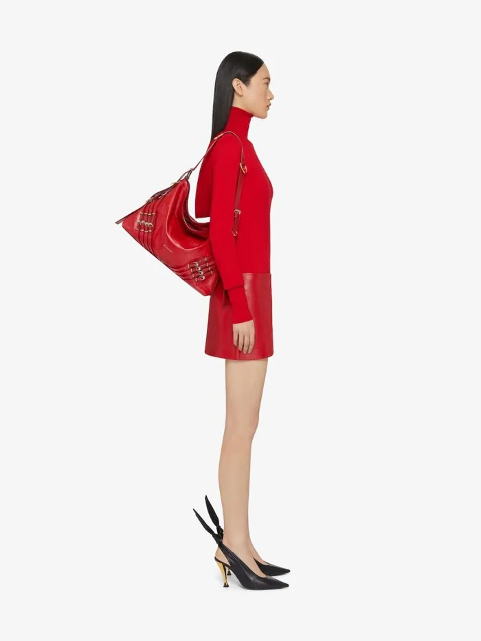 Medium Voyou Bag In Leather With MultiBuckles Vermillon Women Givenchy Shoulder Bags