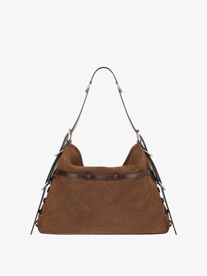 Medium Voyou Boyfriend Bag In Corset Style Suede Walnut Brown Women Givenchy Shoulder Bags