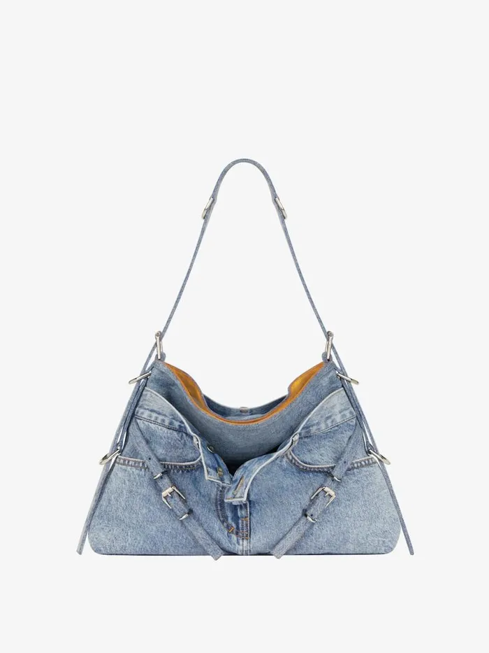 Medium Voyou Boyfriend Bag In Jeans Medium Blue Women Givenchy Shoulder Bags