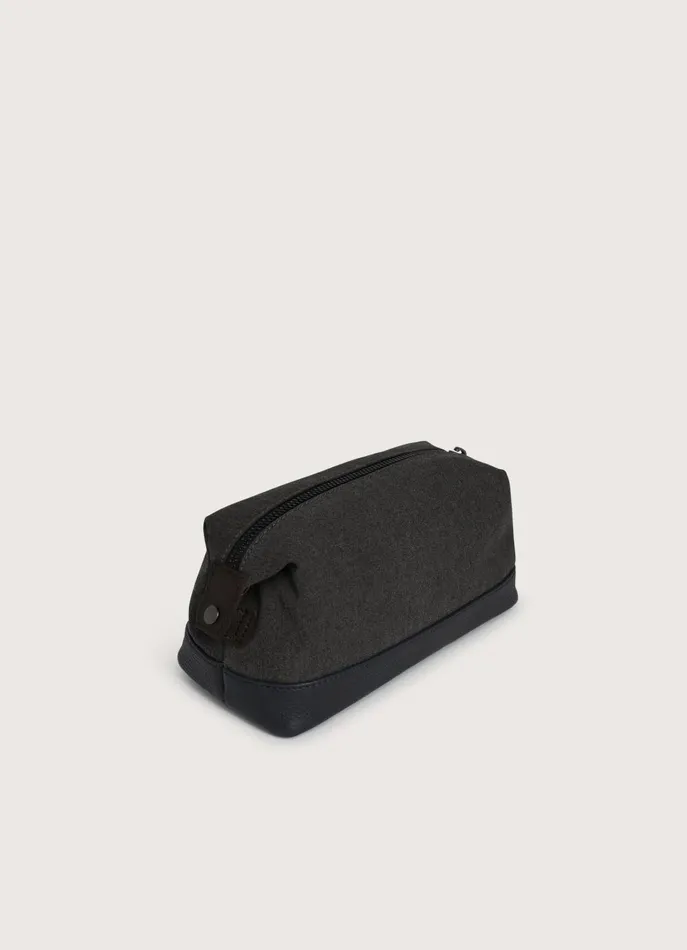 Men Bags and Toiletry Bags Faonnable Leather Details Toiletry Bag Marl Grey