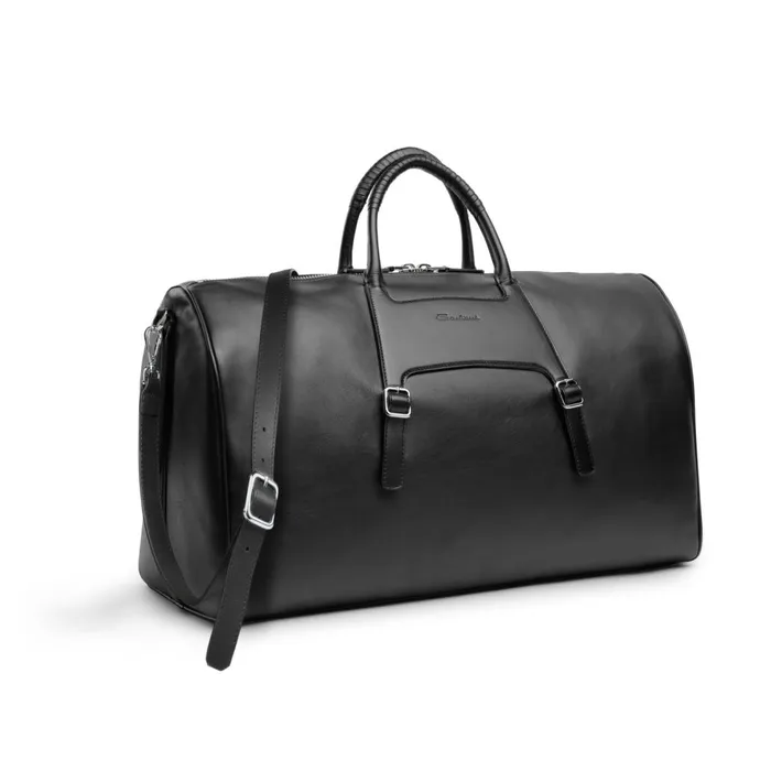 Men Black Leather Weekend Bag Santoni Bags and Backpacks