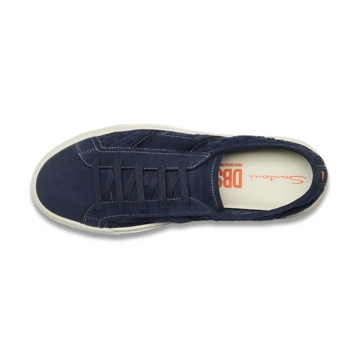 Men Blue Woven Suede Double Buckle Sneaker Santoni Sneakers