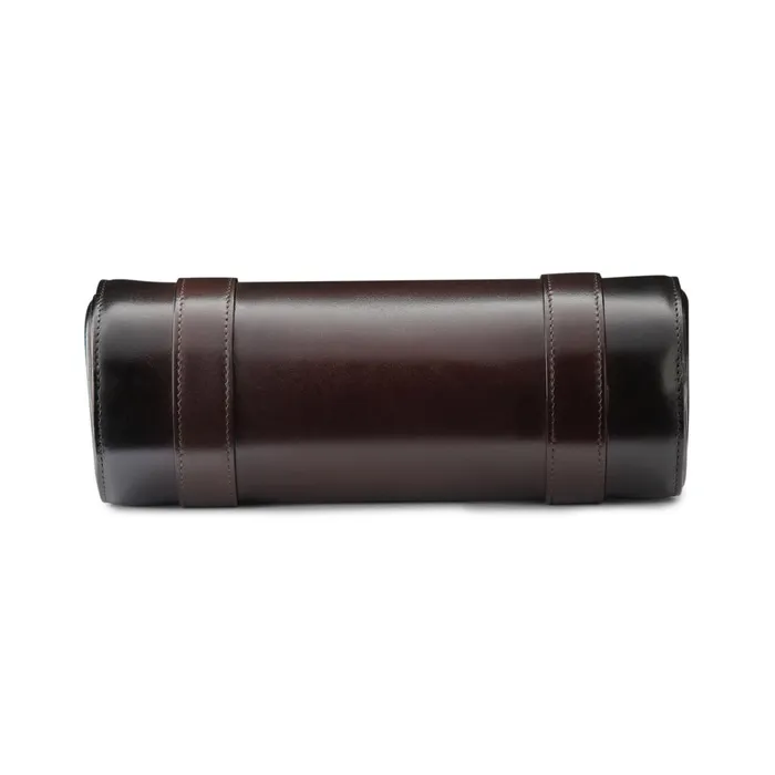 Men Brown Leather Big Watch Case Santoni Small Leather Goods