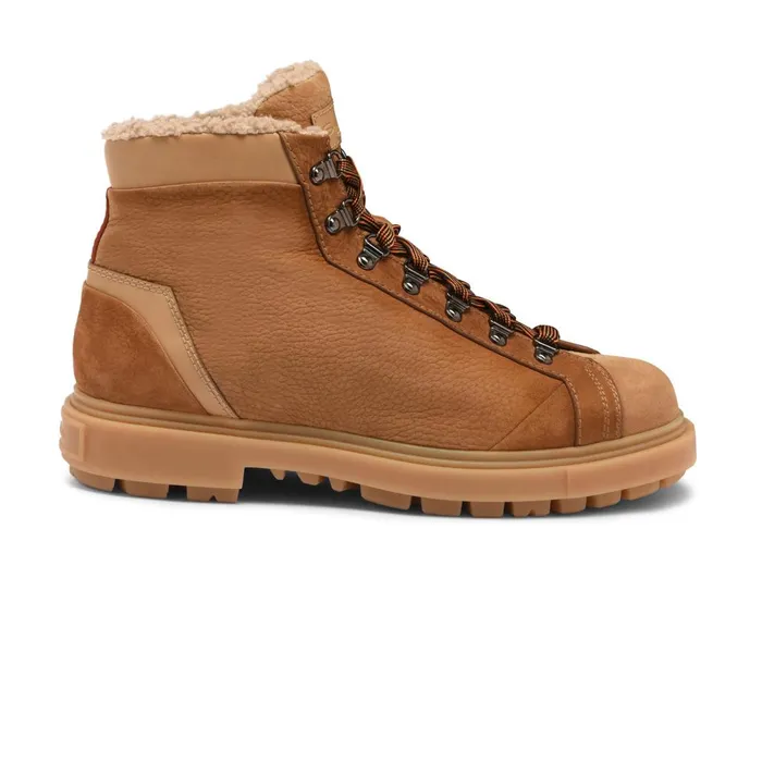 Men Brown Nubuck Hiking Boot Santoni Boots