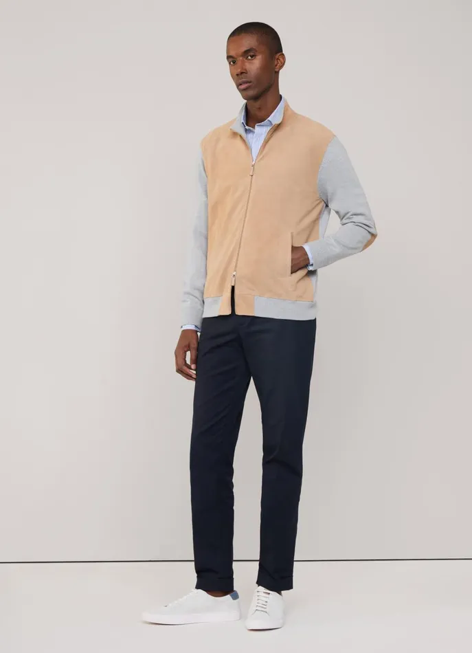 Men Coats and Jackets Faonnable Suede Hybrid Jacket Light Beige