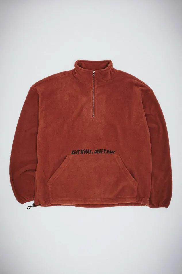 Men Cut Off Quarter Zip Polar Fleece Fucking Awesome Shirts