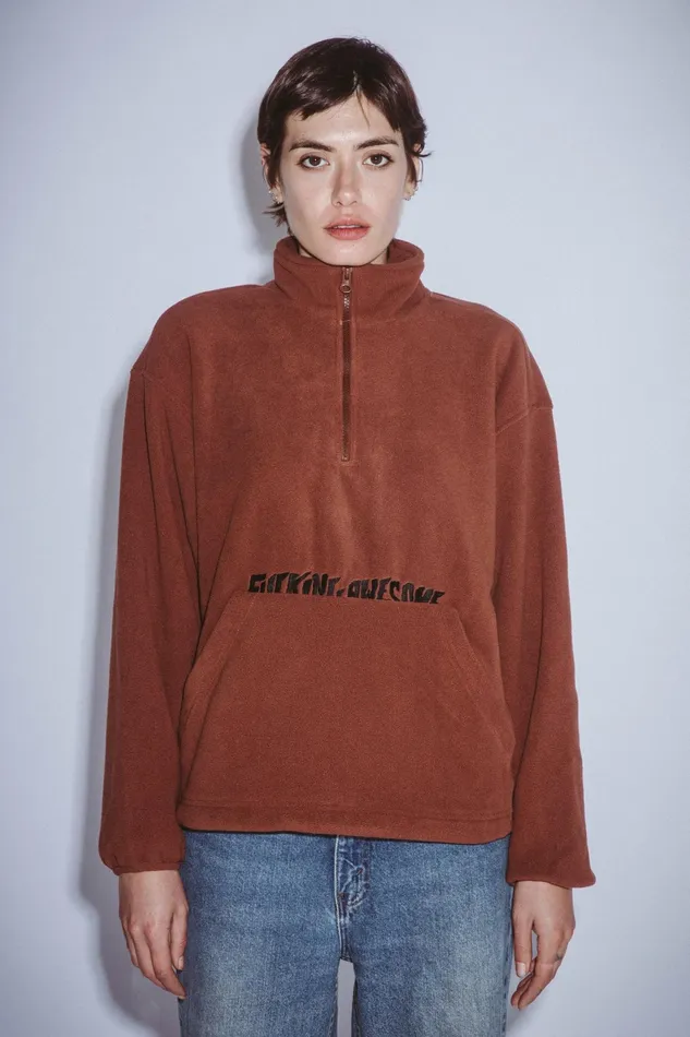 Men Cut Off Quarter Zip Polar Fleece Fucking Awesome Shirts
