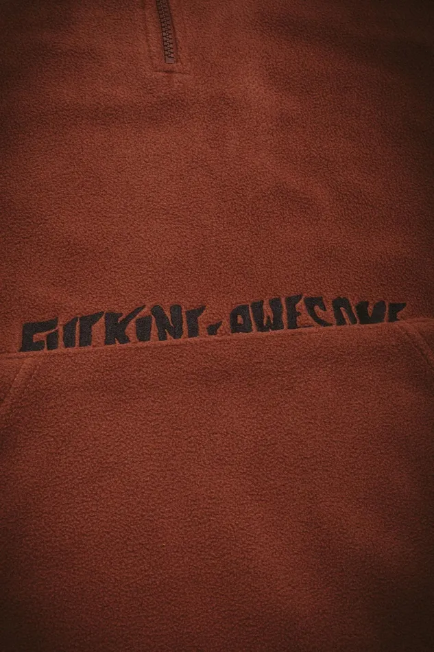 Men Cut Off Quarter Zip Polar Fleece Fucking Awesome Shirts