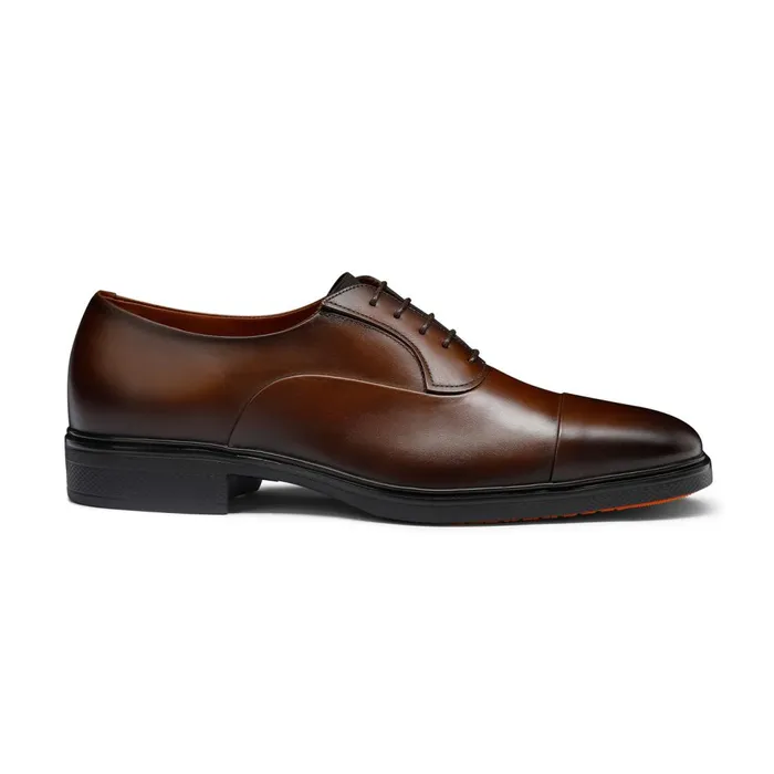 Men Dark Brown Leather Easy LaceUp Santoni LaceUps