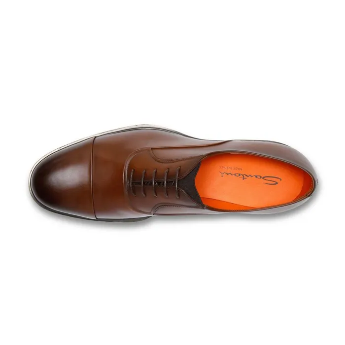 Men Dark Brown Leather Easy LaceUp Santoni LaceUps