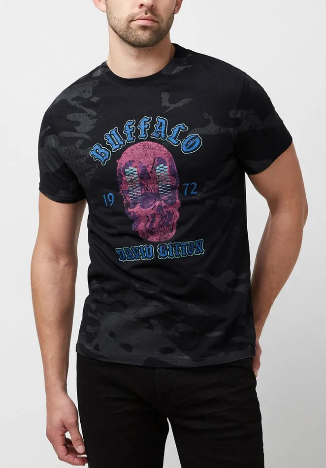 Men Dark Tagam TShirt Black Buffalo David Bitton Tops and Tees