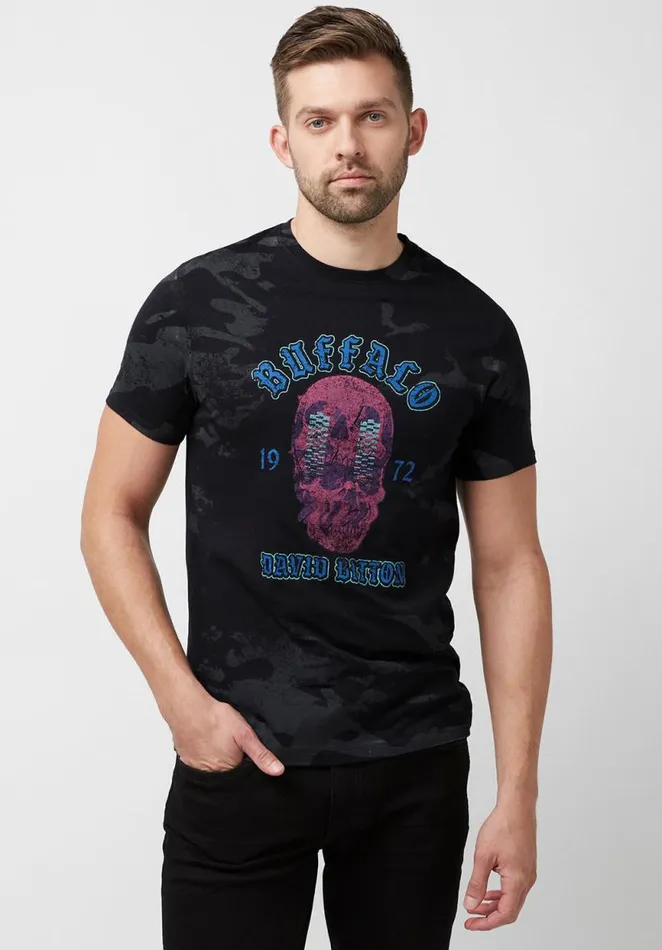 Men Dark Tagam TShirt Black Buffalo David Bitton Tops and Tees
