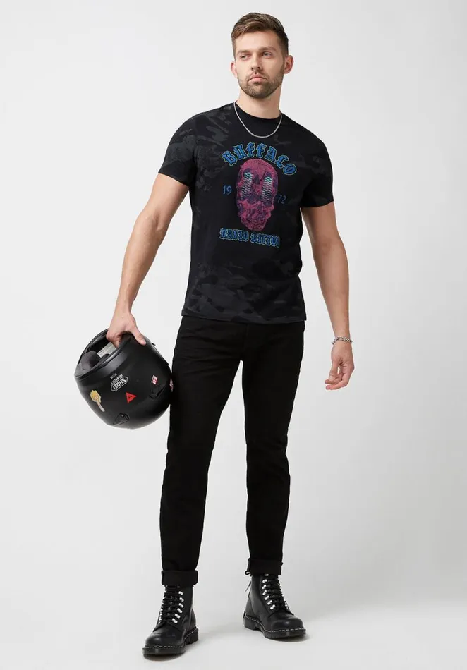 Men Dark Tagam TShirt Black Buffalo David Bitton Tops and Tees