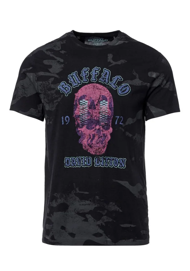 Men Dark Tagam TShirt Black Buffalo David Bitton Tops and Tees