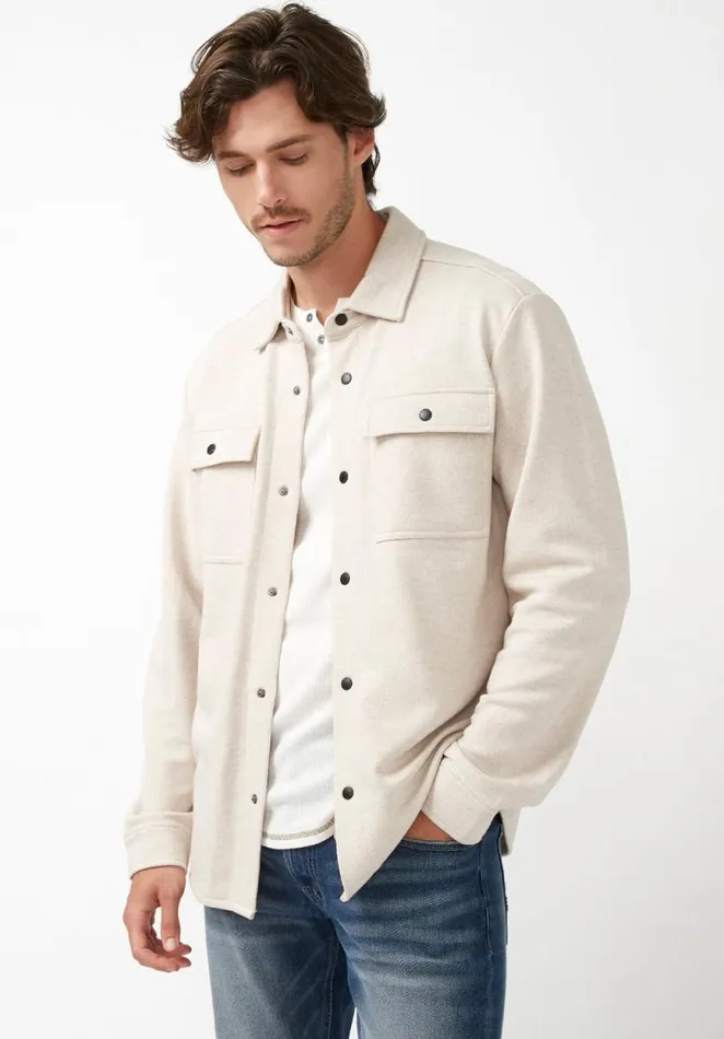 Men Fabion Heather Oatmeal Men039s Shirt Jacket Heather Oatmeal Buffalo David Bitton Jackets
