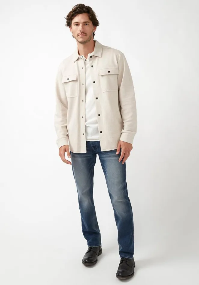 Men Fabion Heather Oatmeal Men039s Shirt Jacket Heather Oatmeal Buffalo David Bitton Jackets