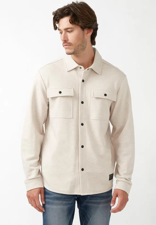 Men Fabion Heather Oatmeal Men039s Shirt Jacket Heather Oatmeal Buffalo David Bitton Jackets