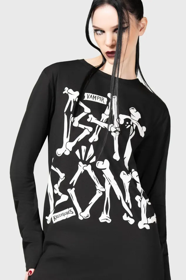 Men Graphic Tops Killstar Batbone Long Sleeve Top