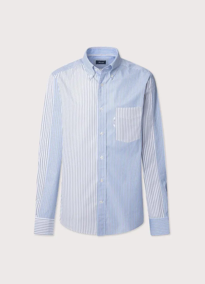 Men Iconic Shirts Faonnable Regular Fit Striped Poplin Shirt Greenblue