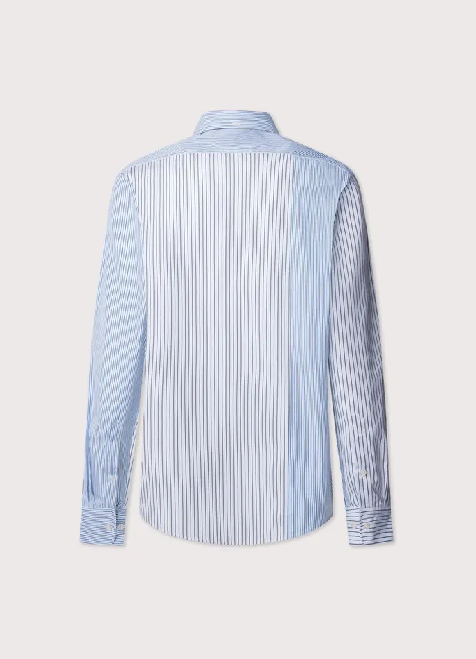 Men Iconic Shirts Faonnable Regular Fit Striped Poplin Shirt Greenblue