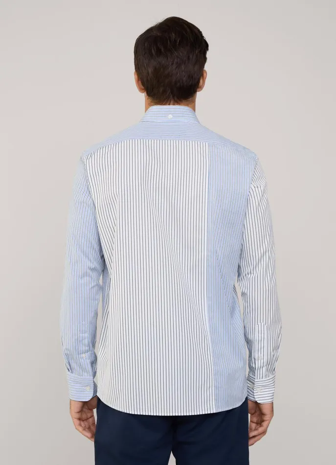 Men Iconic Shirts Faonnable Regular Fit Striped Poplin Shirt Greenblue