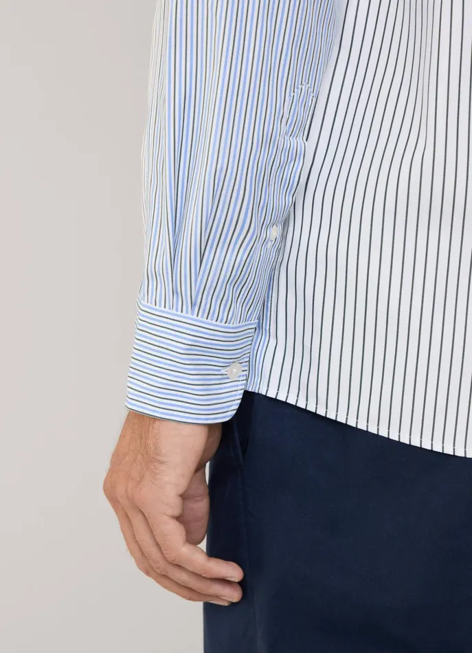 Men Iconic Shirts Faonnable Regular Fit Striped Poplin Shirt Greenblue