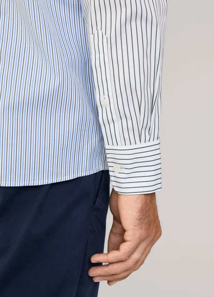 Men Iconic Shirts Faonnable Regular Fit Striped Poplin Shirt Greenblue