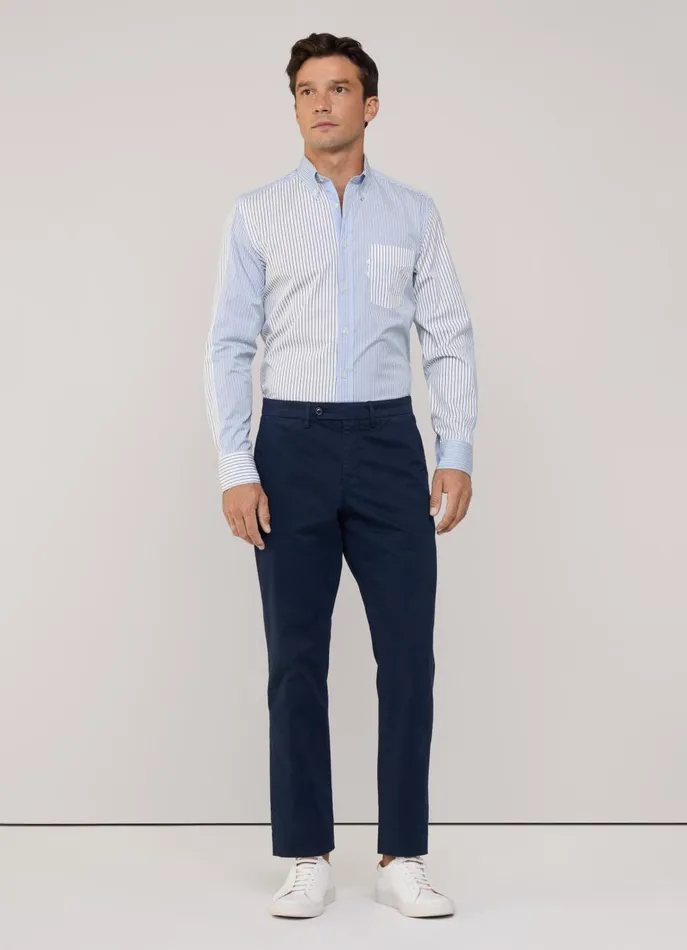 Men Iconic Shirts Faonnable Regular Fit Striped Poplin Shirt Greenblue