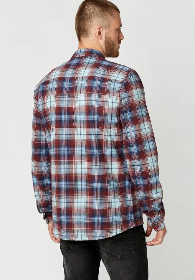 Men James Plaid OverShirt Oxblood Buffalo David Bitton Jackets