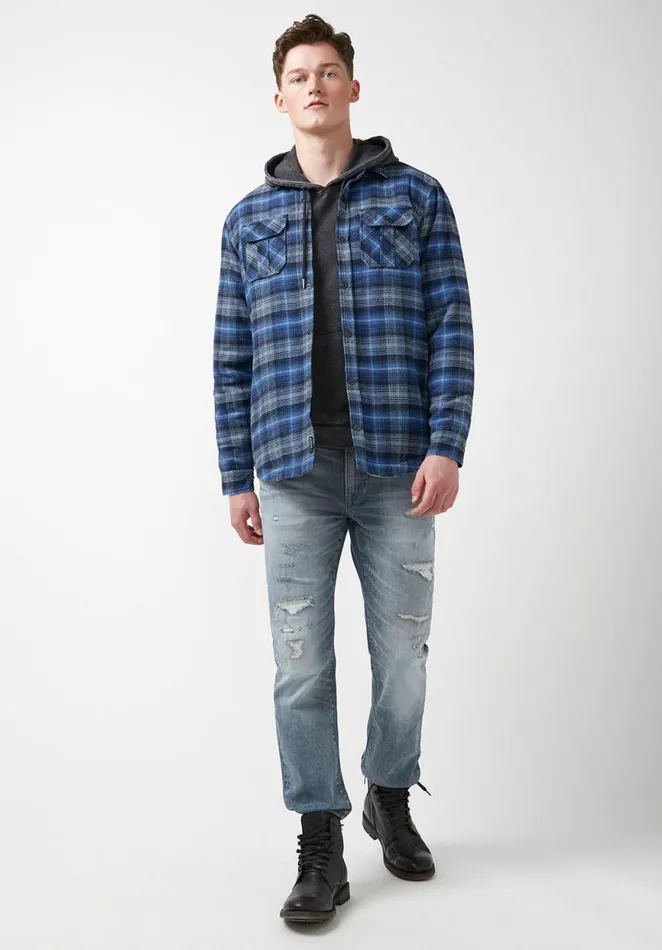 Men Jaral Blue Mens Shirt Jacket Mirage Buffalo David Bitton Jackets