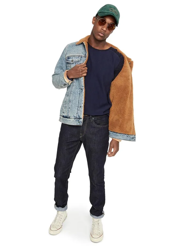 Men Jawax Denim Jacket With Sherpa Light Indigo Buffalo David Bitton Jackets