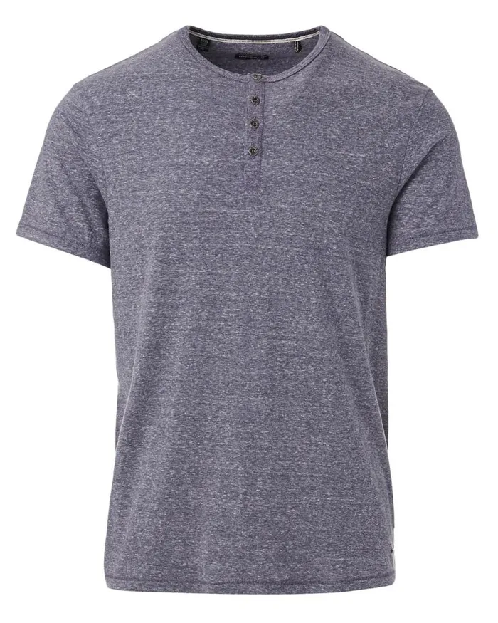 Men Kamir Speckled Knit Henley Verde Buffalo David Bitton Tops and Tees