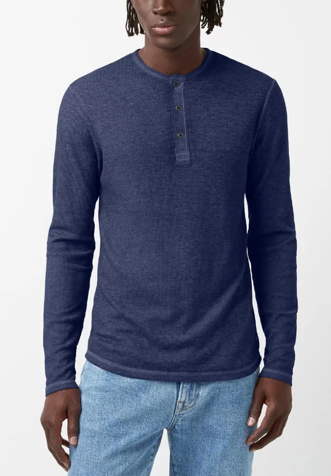Men Kipat Blue LongSleeve Mens Top Midnight Blue Buffalo David Bitton Tops and Tees