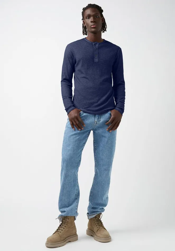 Men Kipat Blue LongSleeve Mens Top Midnight Blue Buffalo David Bitton Tops and Tees