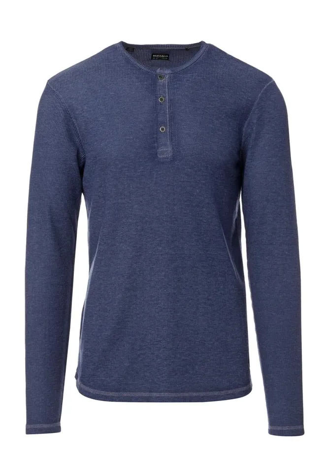 Men Kipat Blue LongSleeve Mens Top Midnight Blue Buffalo David Bitton Tops and Tees
