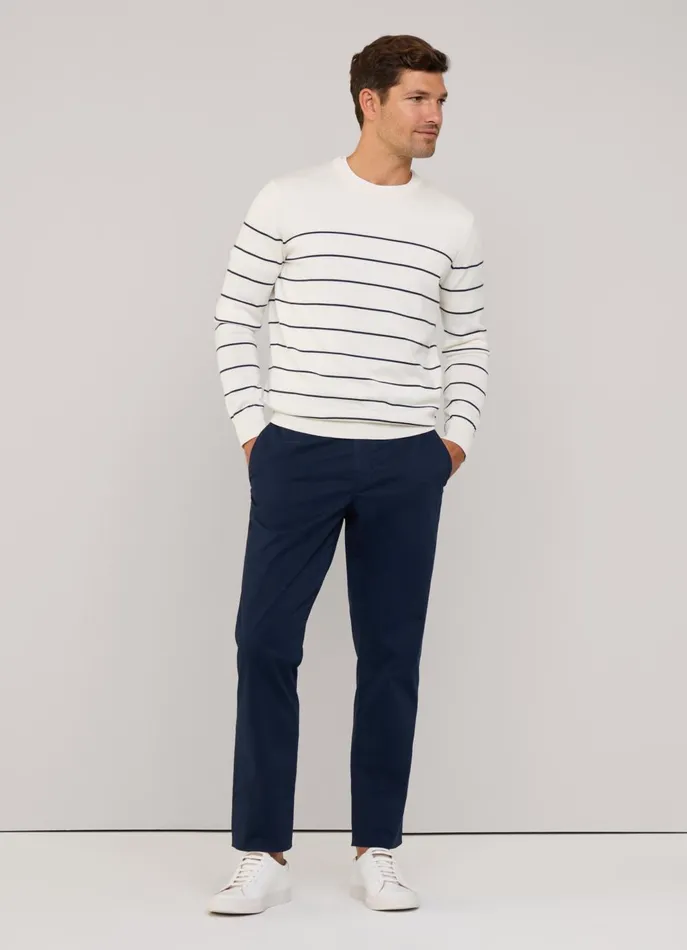 Men Knitwear Faonnable Fine Stripe Crew Neck Jumper Off White