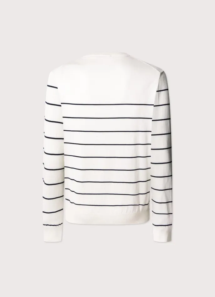 Men Knitwear Faonnable Fine Stripe Crew Neck Jumper Off White