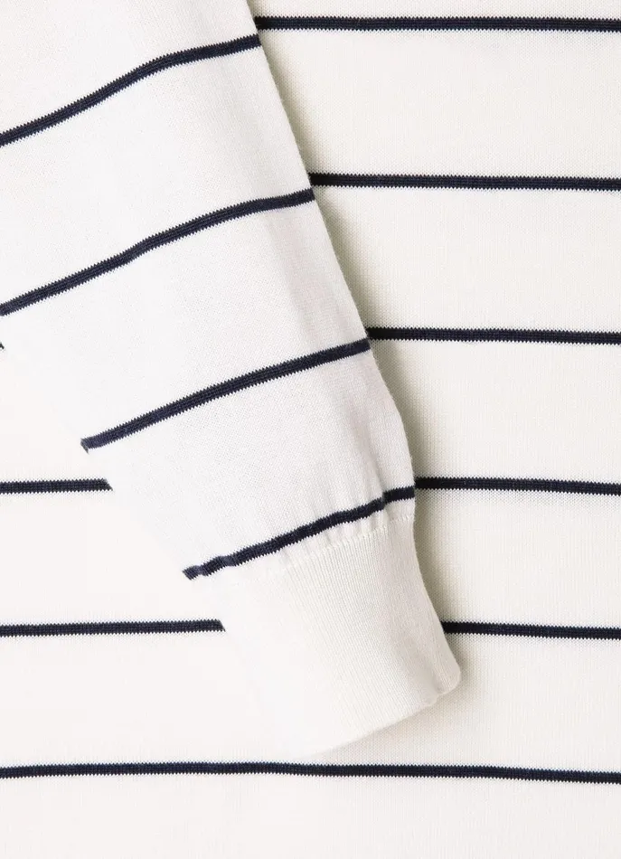 Men Knitwear Faonnable Fine Stripe Crew Neck Jumper Off White