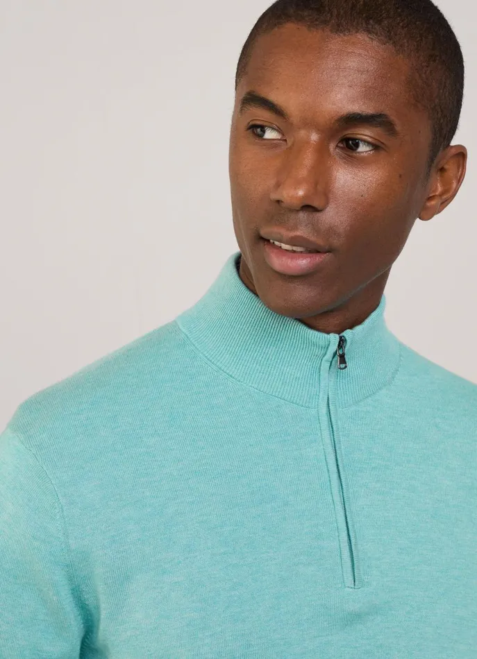 Men Knitwear Faonnable Half Zip Jumper Meadow Blue