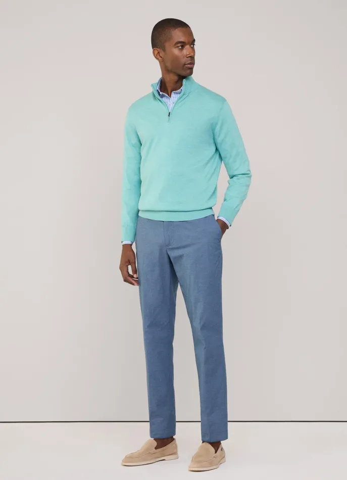 Men Knitwear Faonnable Half Zip Jumper Meadow Blue