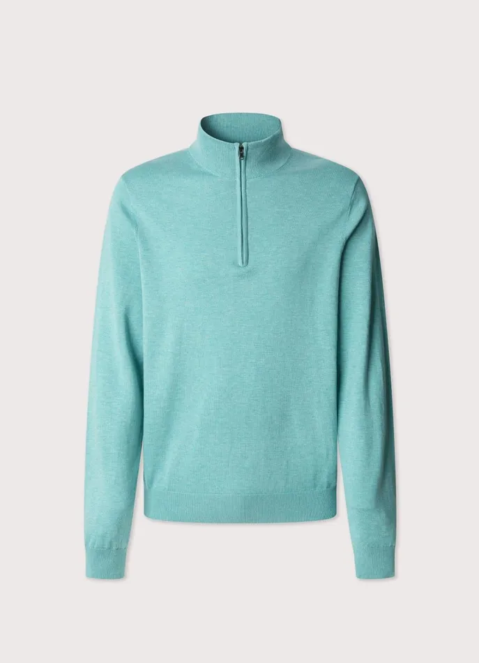 Men Knitwear Faonnable Half Zip Jumper Meadow Blue