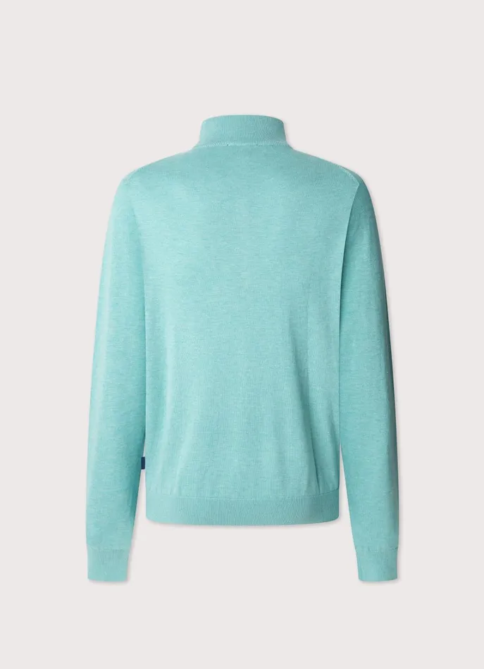 Men Knitwear Faonnable Half Zip Jumper Meadow Blue