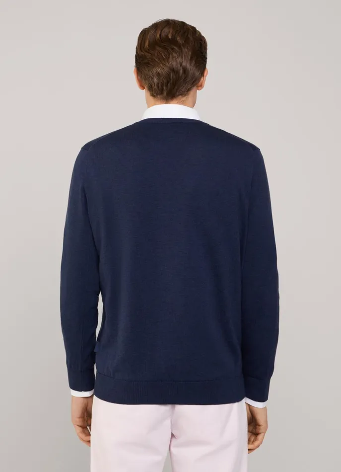 Men Knitwear Faonnable VNeck Jumper Midnight Blue