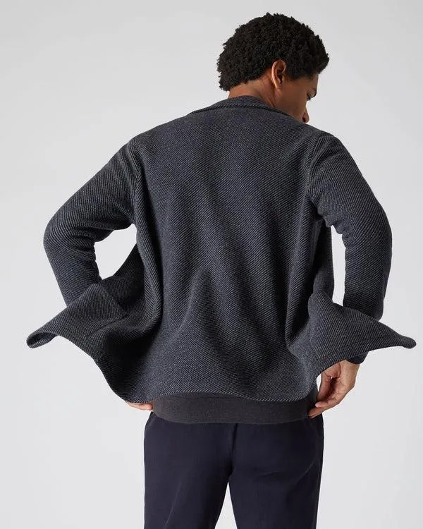 Men Men039s Jacquard Cashmere JacketIn Navy Blue Navy Blue NPeal Coats and Jackets
