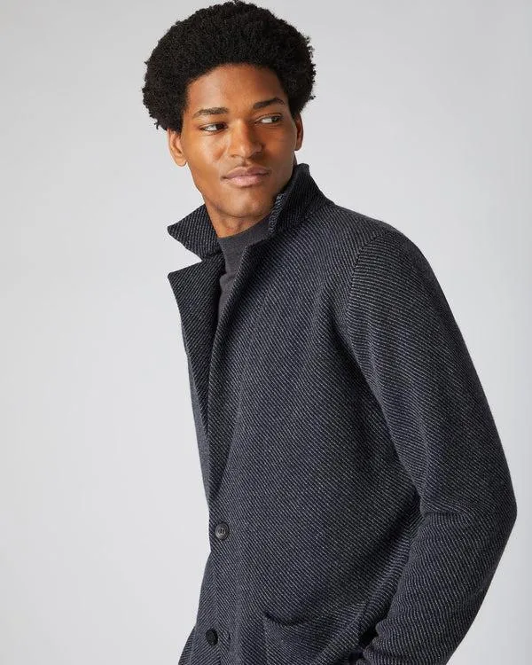 Men Men039s Jacquard Cashmere JacketIn Navy Blue Navy Blue NPeal Coats and Jackets