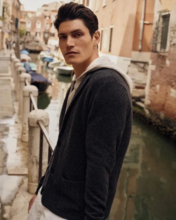 Men Men039s Jacquard Cashmere JacketIn Navy Blue Navy Blue NPeal Coats and Jackets
