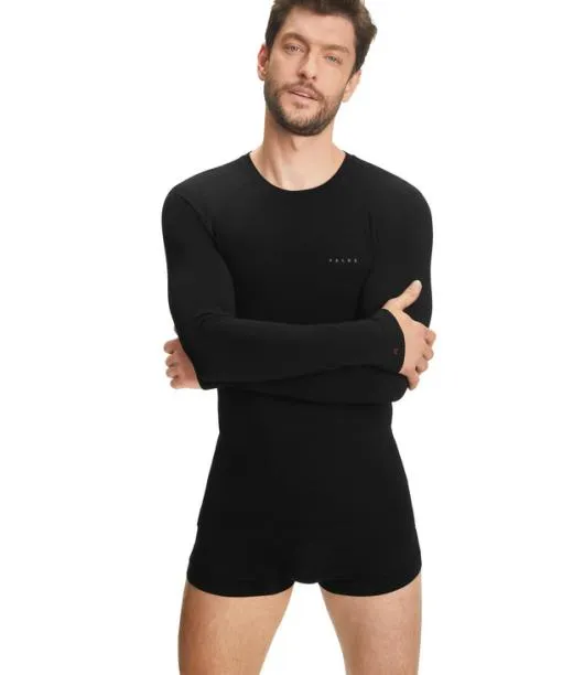 Men Men Long Sleeve Shirt WoolTech Light Black FALKE Long Sleeve Shirts