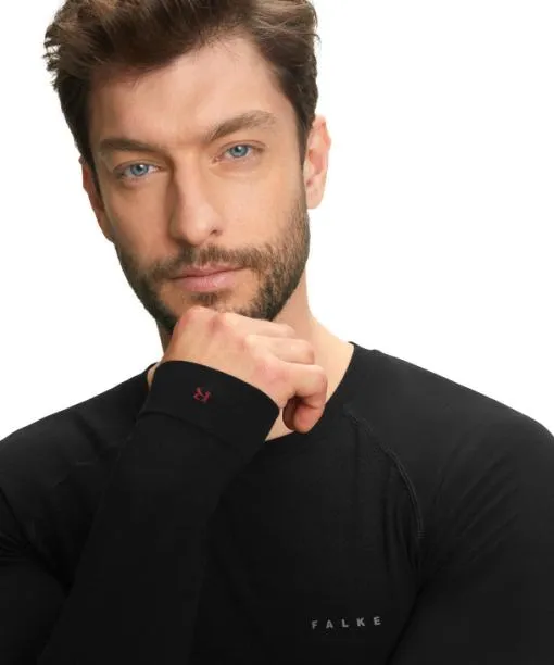 Men Men Long Sleeve Shirt WoolTech Light Black FALKE Long Sleeve Shirts