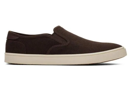 Men MenBaja Dark Brown Heritage Canvas Slip On Sneaker Dark Brown TOMS Slip Ons