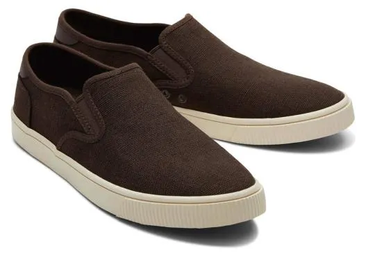 Men MenBaja Dark Brown Heritage Canvas Slip On Sneaker Dark Brown TOMS Slip Ons